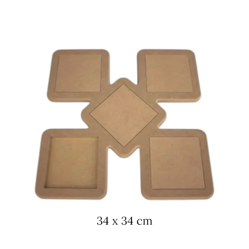 5 Li Karolu Sunumluk Ham Mdf Dekoratif Tepsi