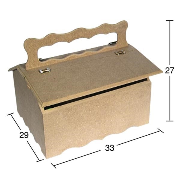 Ahşap Saplı Dikiş Kutusu / Çok Amaçlı Organizer Ham MDF Dekoratif Boyanabilir Obje KU 305