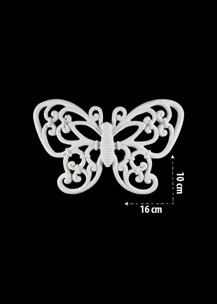 Da 109 - 3Lü Dantel Kelebek Ham Polyester Duvar Dekor