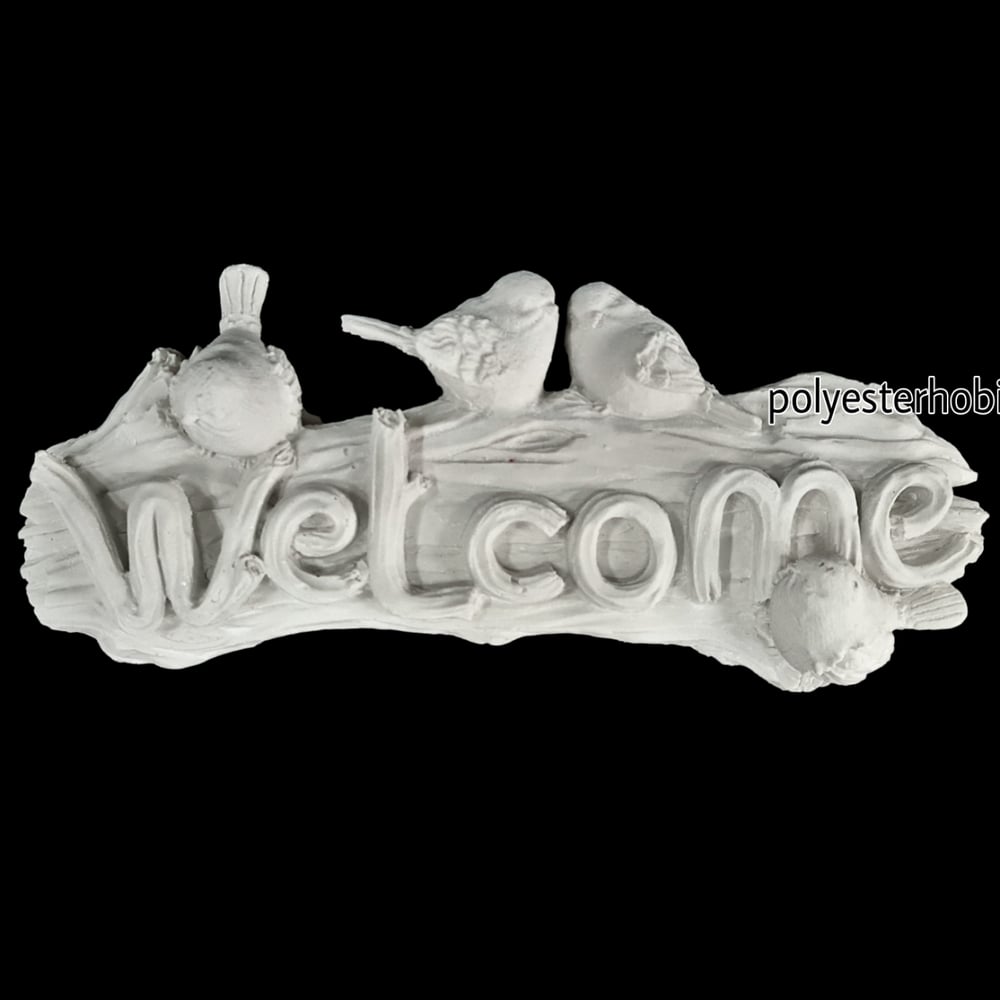 DA 291 - Kuşlu Welcome Ham Polyester Asılabilir Duvar Dekor Pano