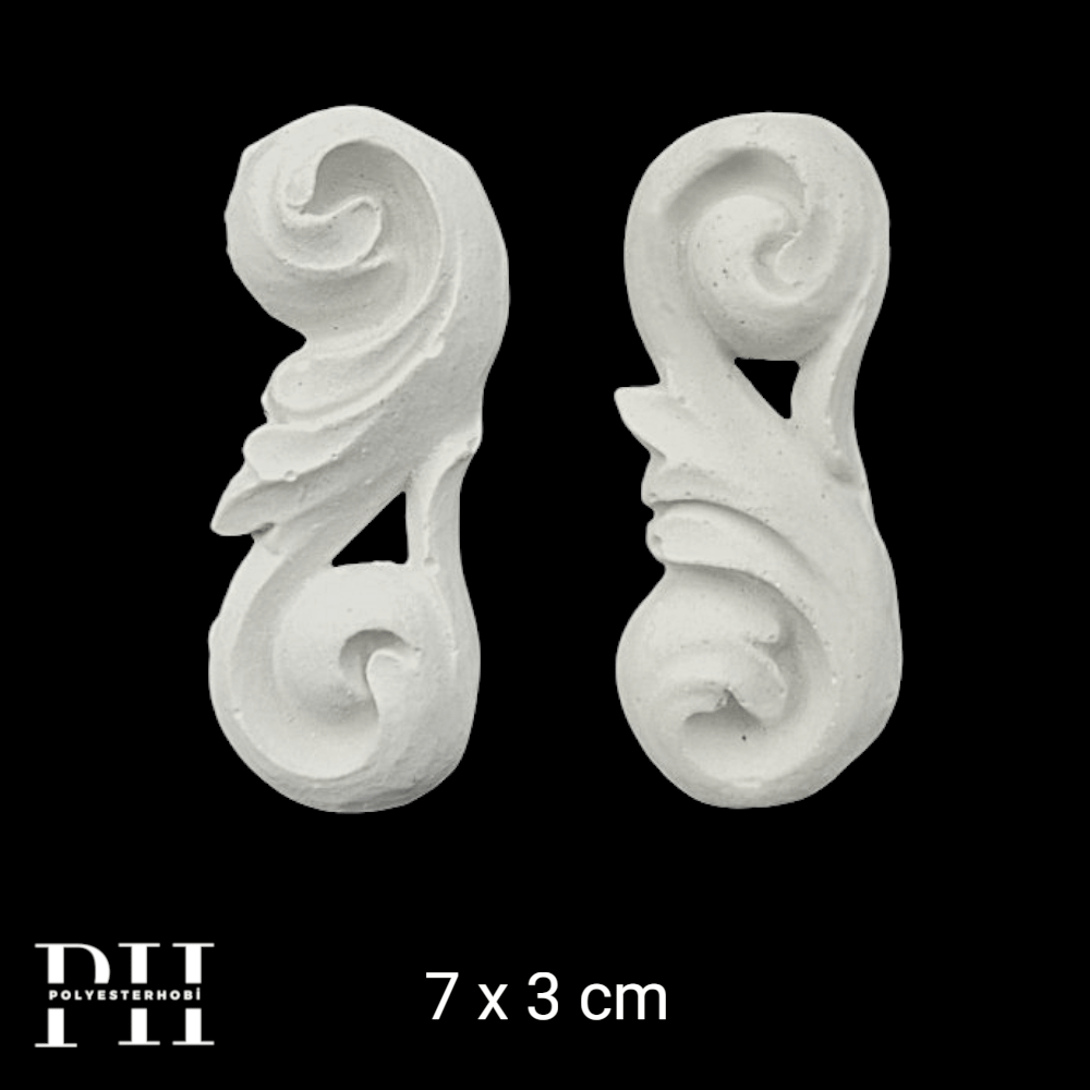 DA 424 - Polyester Aplik 2 Li Set Mobilya ve Dekor Tamamlayıcı Oyma Ham Obje