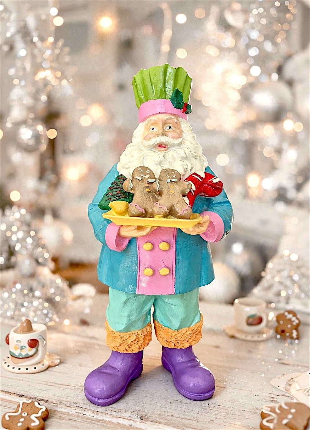 Dekoratif Aşçı Noel Baba Hediyelik Yılbaşı ve Ev Obje (42 x 26 cm)