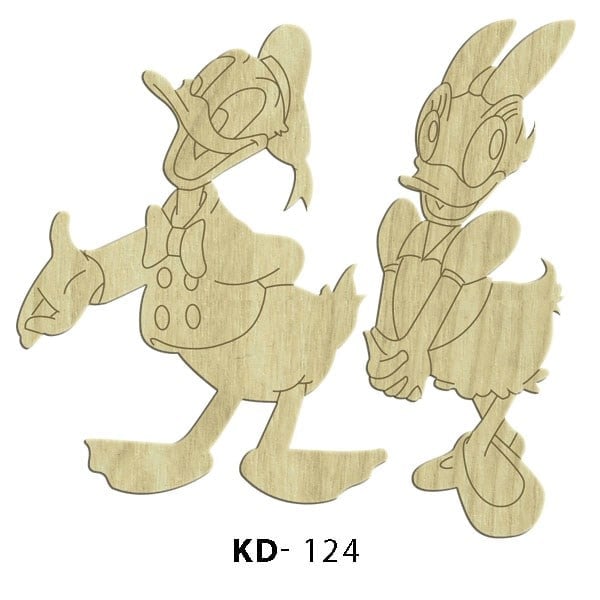 Donald Duck Ve Daisy Ahşap Dekoratif Boyanabilir Obje KD 124
