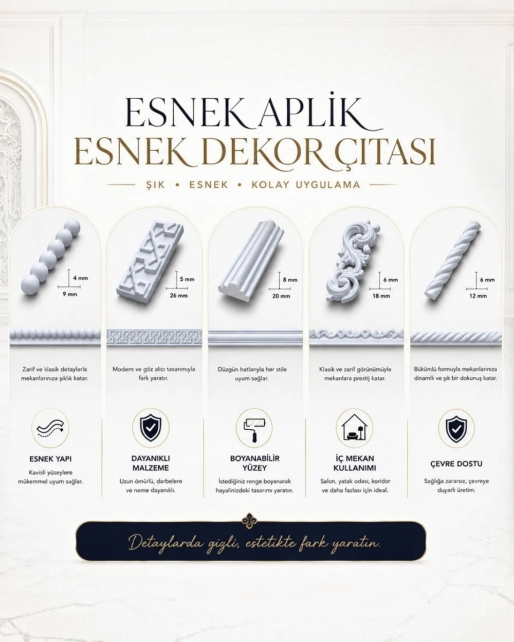 ESNEK ÇITA , ESNEK MOBİLYA VE DUVAR ÇITASI EÇ 3001 (100 CM)