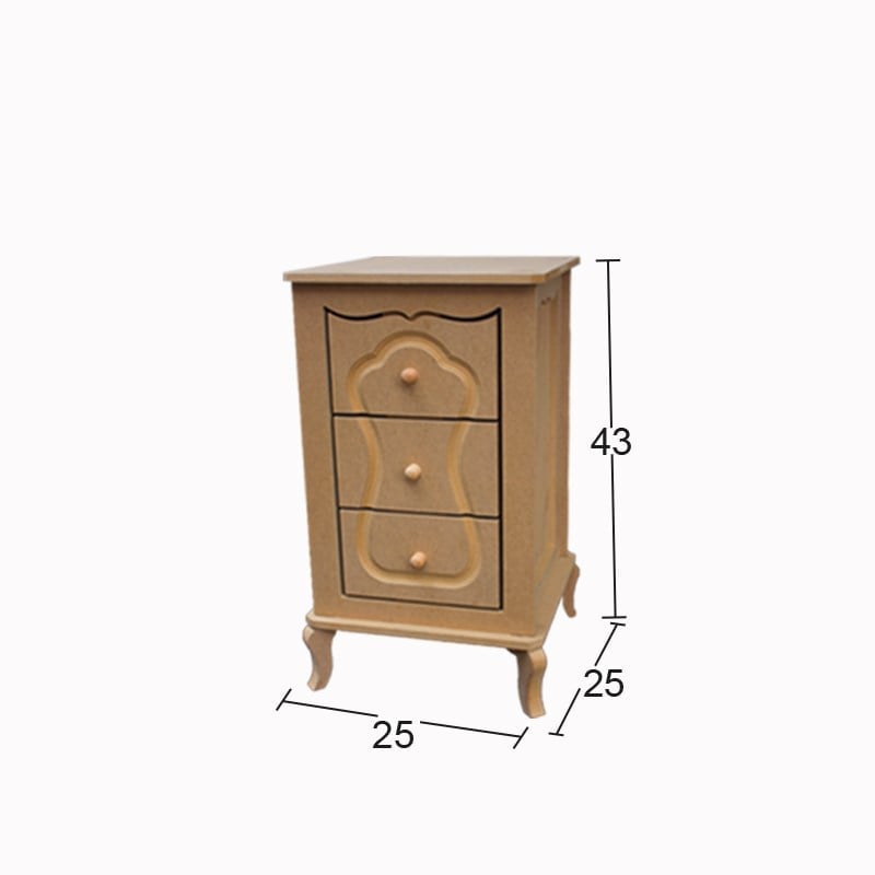 MİDİ KOMODİN 3 ÇEKMECELİ HAM MDF MOBİLYA SM 21