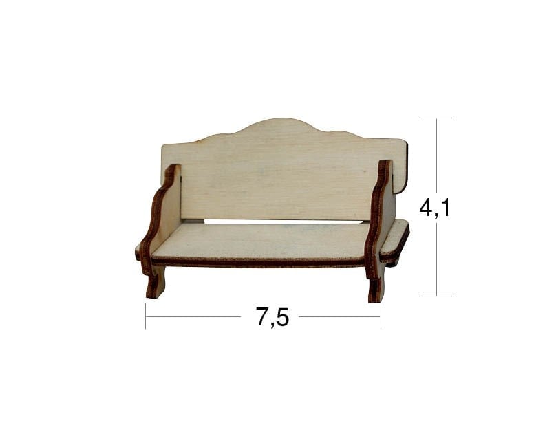 Minyatür Koltuk ( 7.5 x 4.1 cm ) Ahşap Obje ,Mimari Proje , Oyunevi Mobilya