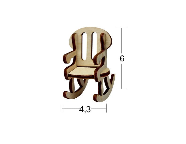 Minyatür Sallanan Sandalye ( 6 x 4.3 cm ) Ahşap Obje