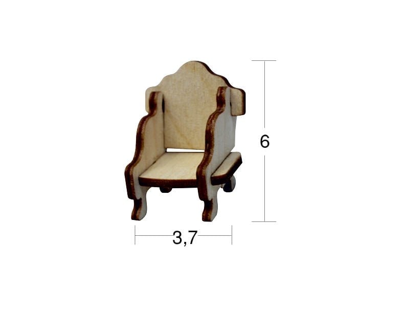 Minyatür Sandalye ( 6 x 3.7 cm ) Ahşap Obje ,Mimari Proje , Oyunevi Mobilya