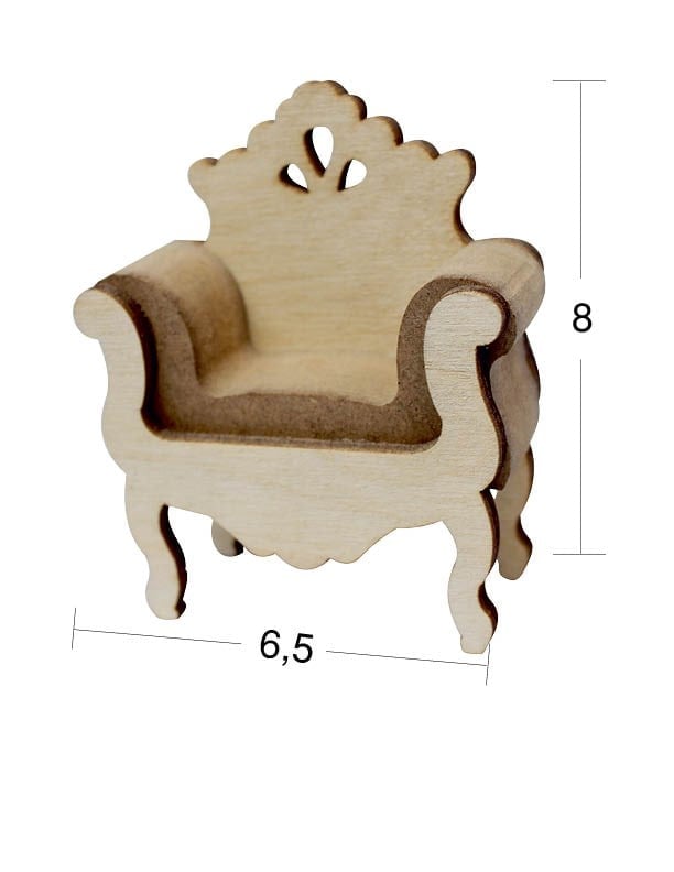 Minyatür Tekli Koltuk ( 8 x 6.5 cm ) Ahşap Obje