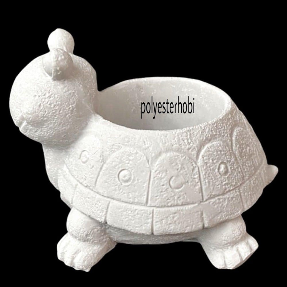 Ob 1309 - Mini Kaplumbağa Saksı Ham Polyester Obje