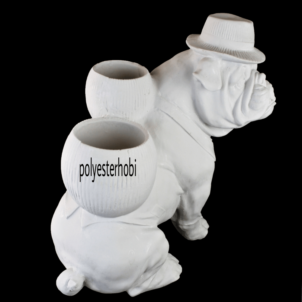 OB 1636 - Sırtı Sepetli Buldog Köpek Ham Polyester Obje