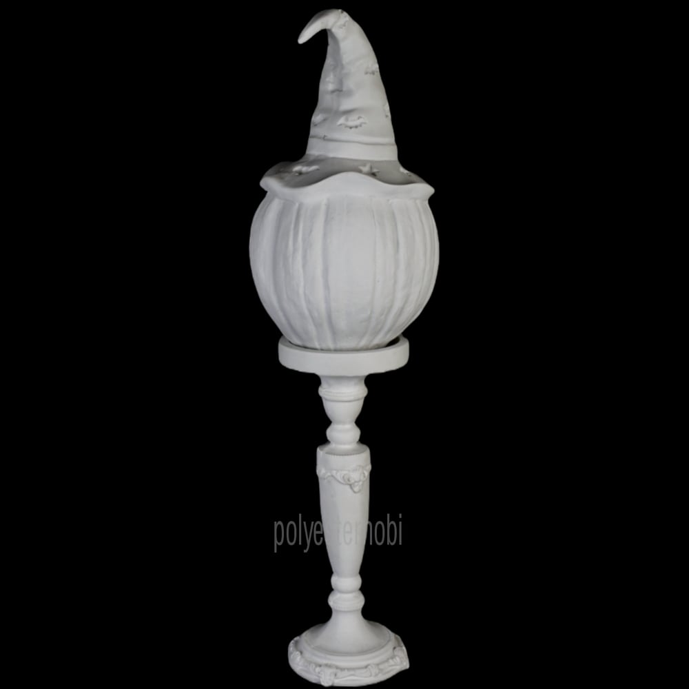 OB 1674 - Ayaklı Şapkalı Balkabağı Led Işıklı Hallowen Kabak Ham Polyester Obje