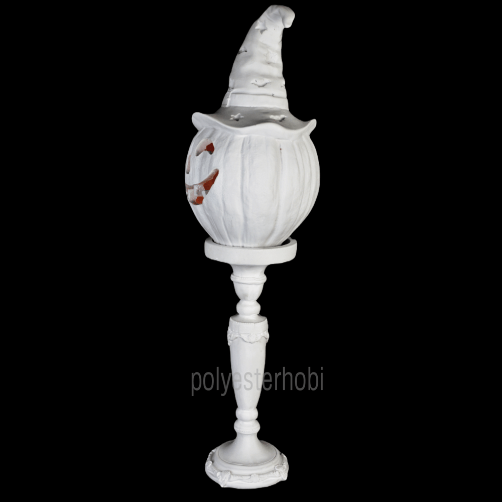 OB 1674 - Ayaklı Şapkalı Balkabağı Led Işıklı Hallowen Kabak Ham Polyester Obje