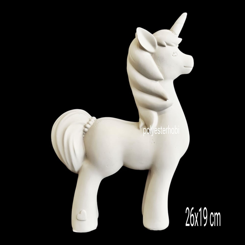 OB 2229 - Tek Boynuzlu At / Unicorn Pony Biblo Ham Polyester Dekoratif Obje