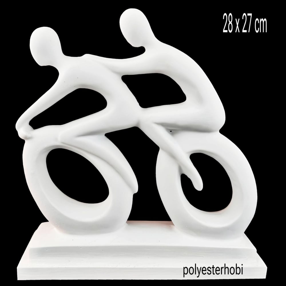 OB 2234- Bisikletli Çift Ham Polyester Dekoratif Obje