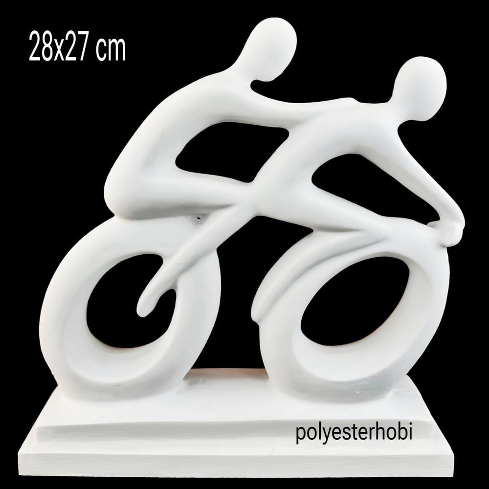 OB 2234- Bisikletli Çift Ham Polyester Dekoratif Obje