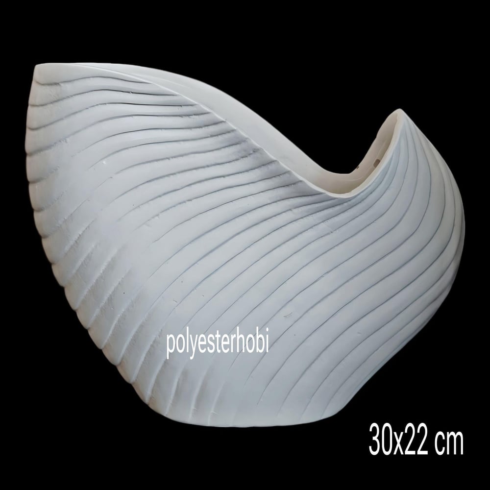 OB 2347 - İstiridye Vazo Ham Polyester Dekoratif Obje