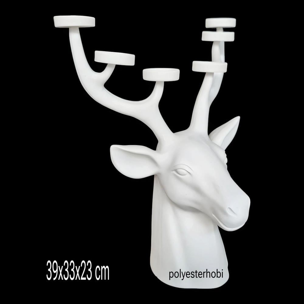 OB 2356 - Dev Geyik Başı Mumluk Ham Polyester Obje