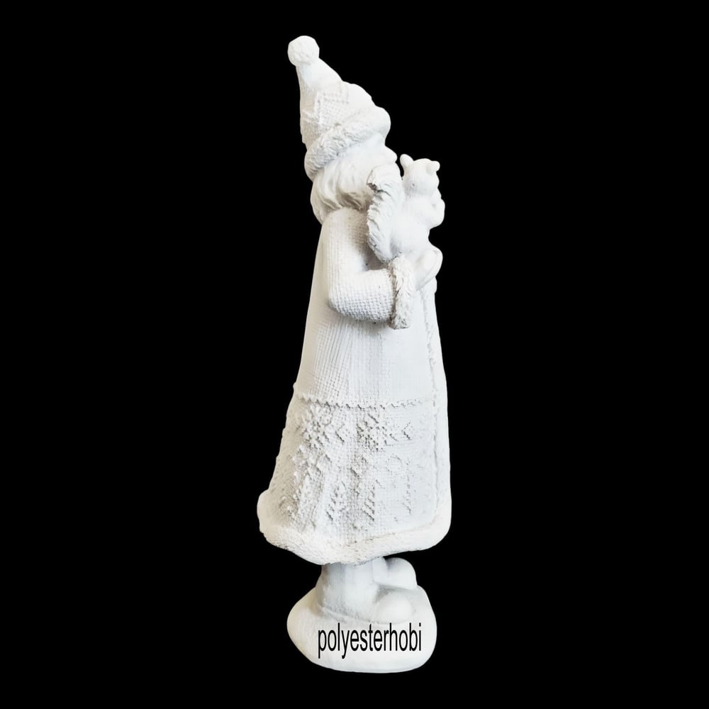 OB 2365 - Noel Baba Sincap Ve Çam Detaylı Biblo Ham Polyester Dekoratif Obje