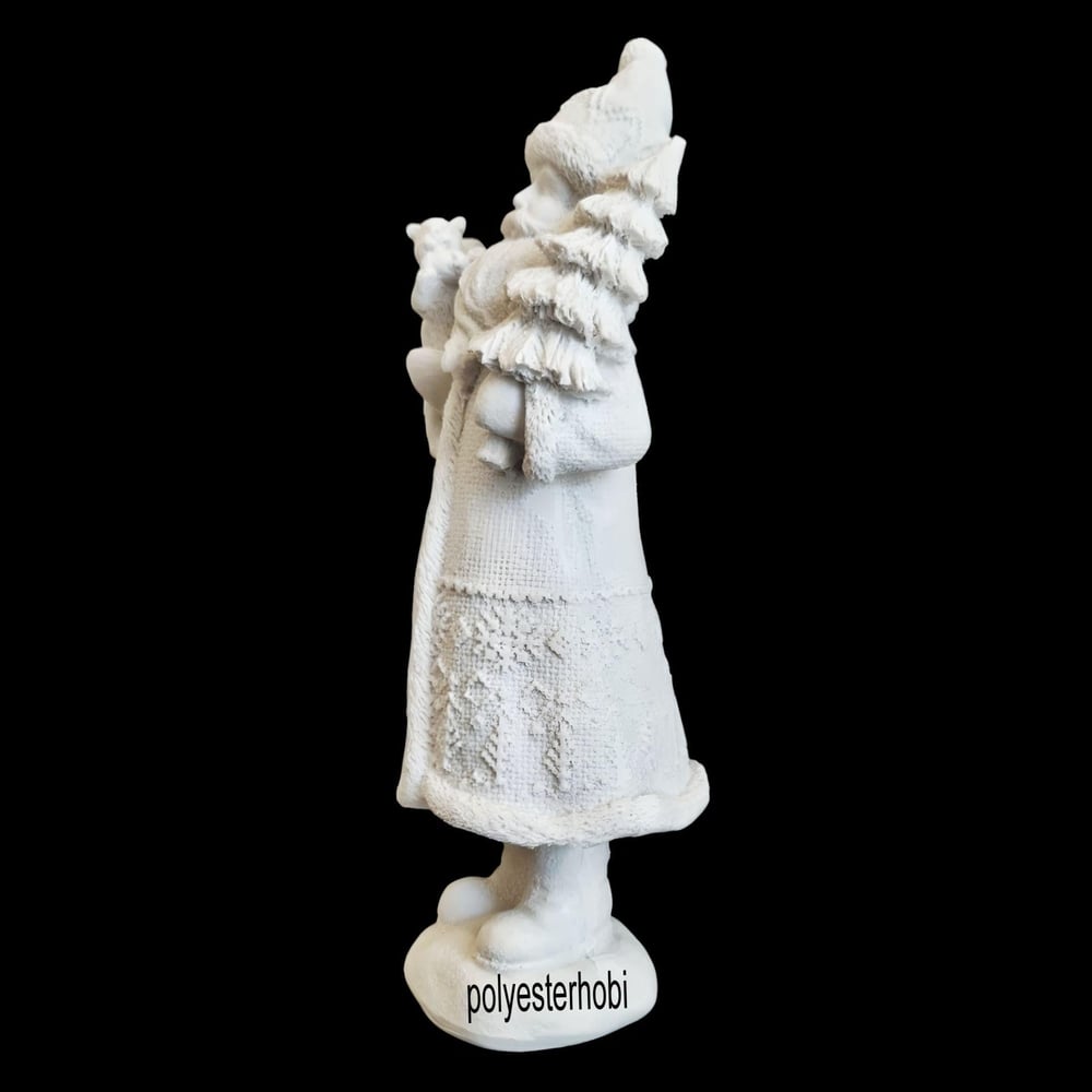 OB 2365 - Noel Baba Sincap Ve Çam Detaylı Biblo Ham Polyester Dekoratif Obje