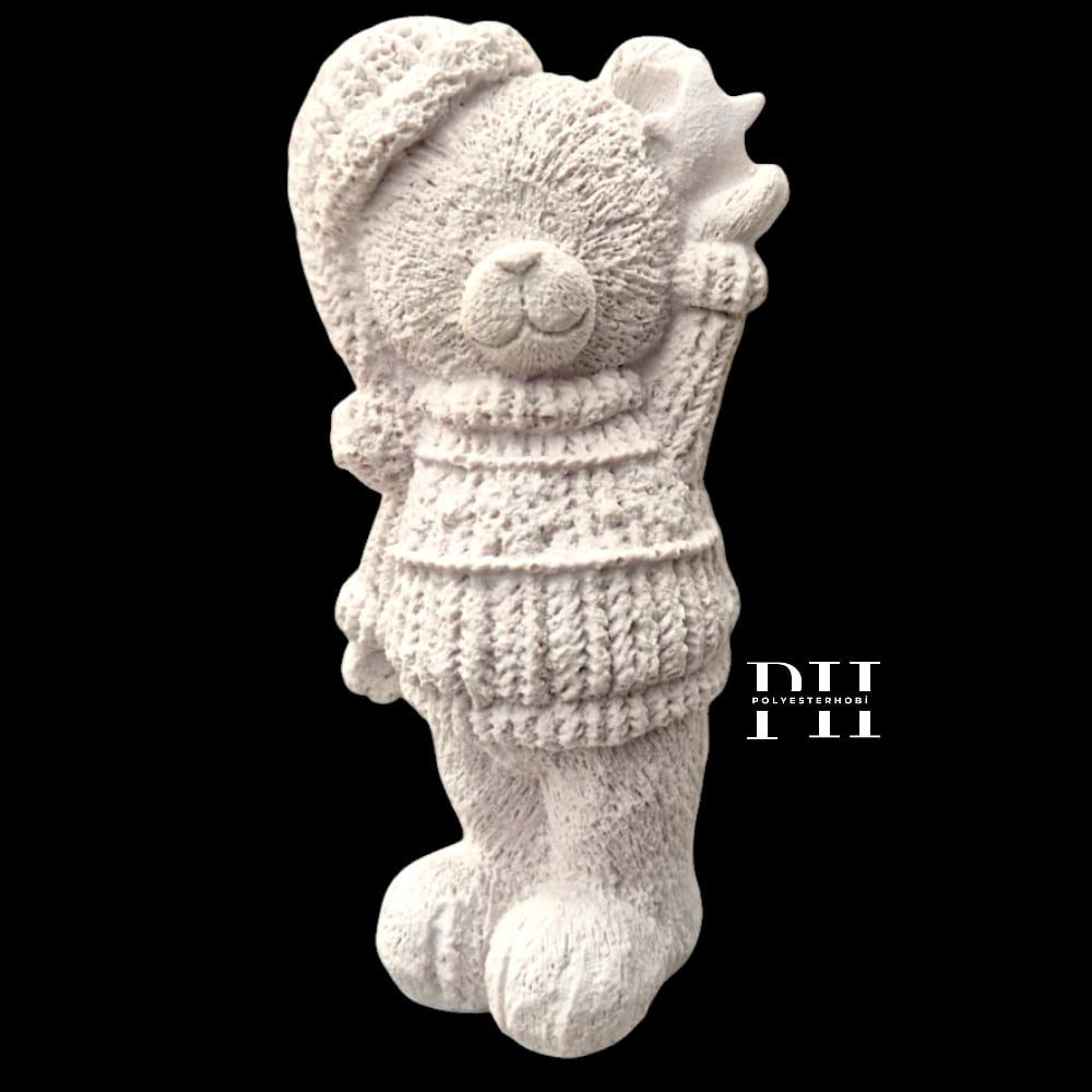 Ob 2548 - Ayıcık Tedy Yıldızlı Biblo Ham Polyester Yılbaşı Ev Dekor