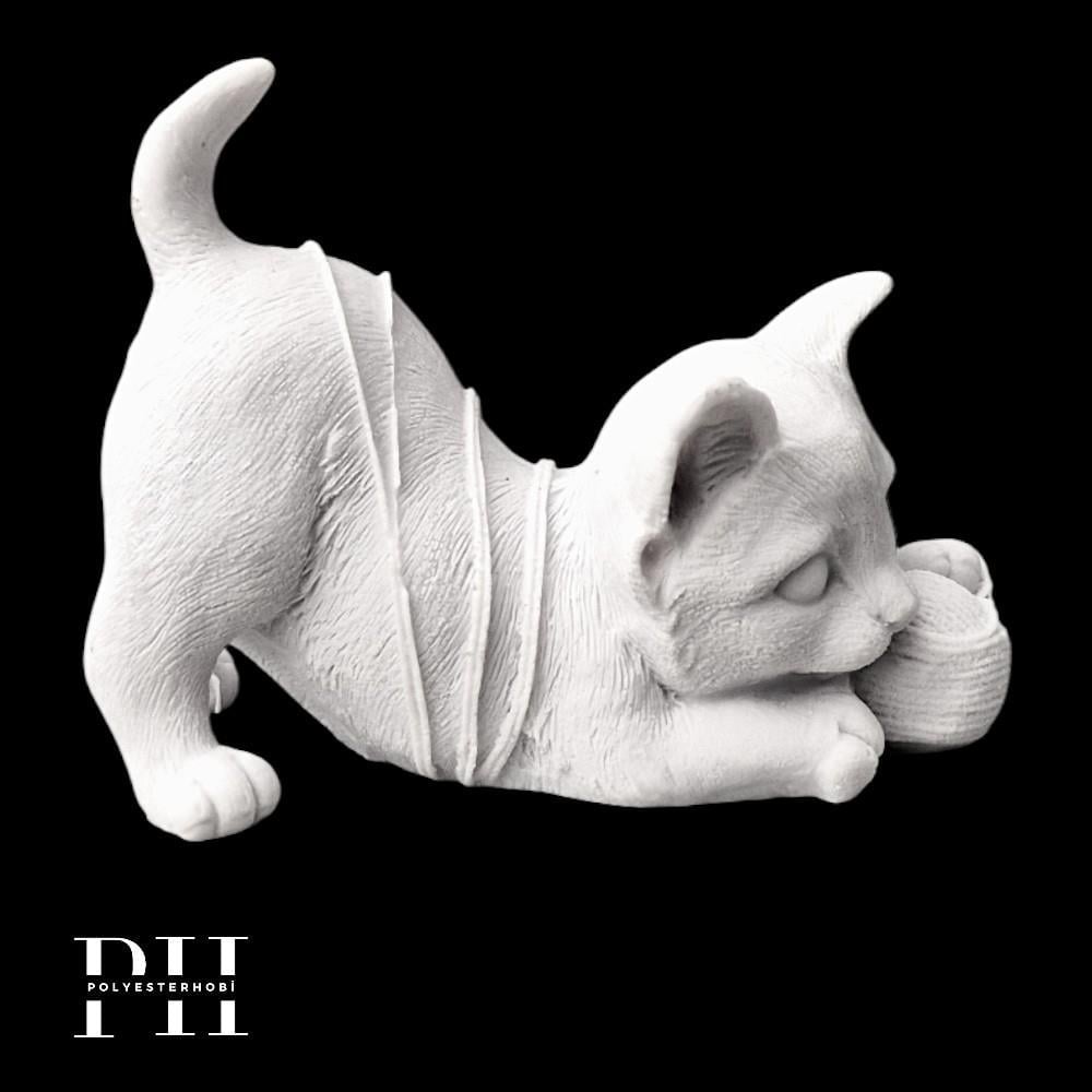 Ob 2603 - Oyuncu Kedi Ham Polyester Obje
