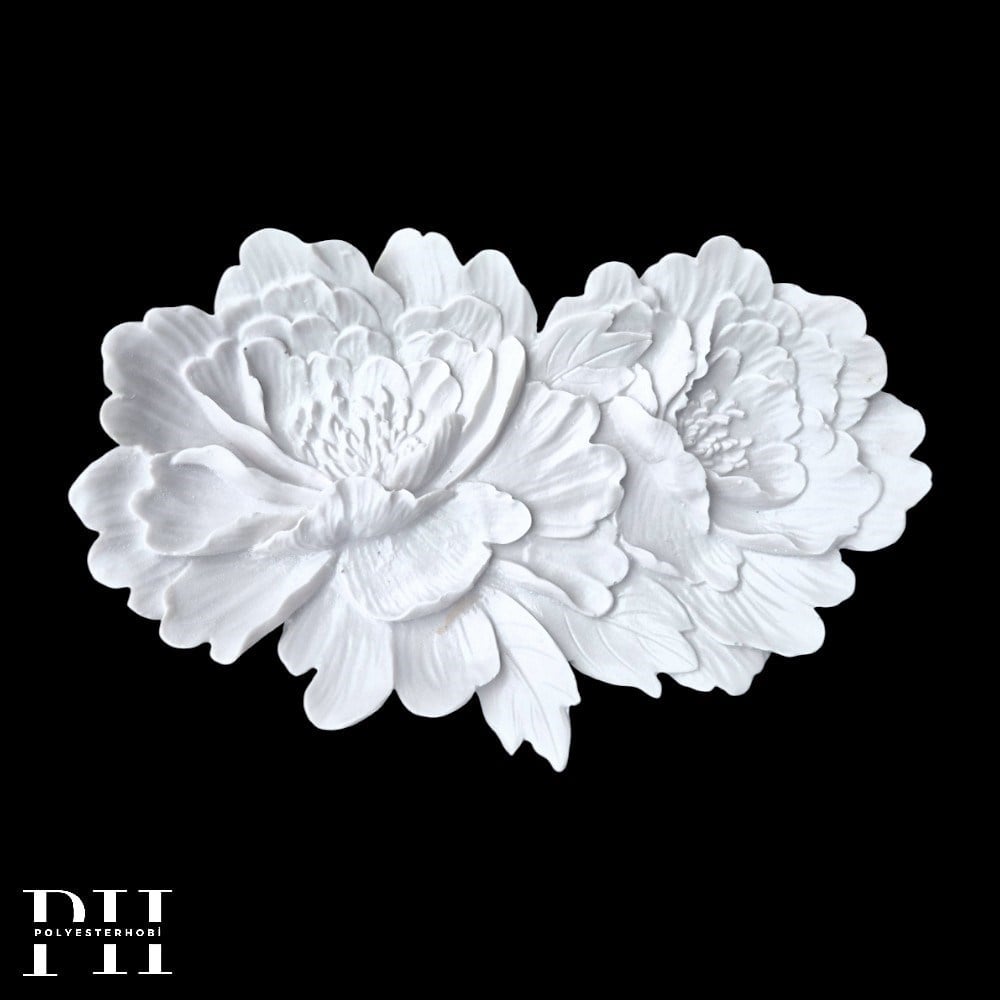 OB 2667 - Gül Çiçek Detaylı Duvar Tabak/ Sunumluk  Ham Polyester Dekoratif Obje
