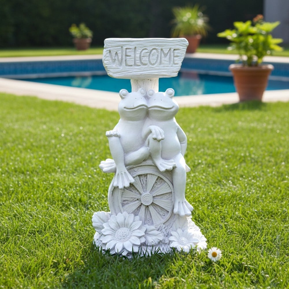 Ob 2673 - Welcome Kurbağa  Biblo Ham Polyester Ev , Bahçe Dekoratif Obje
