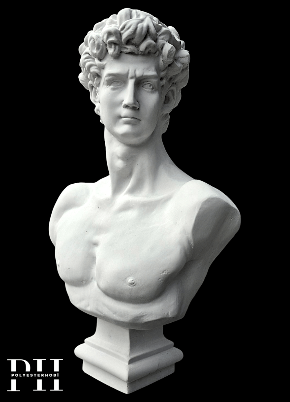 OB 2707 - Dev David Büst Mitolojik Heykel Ham Polyester Obje (58 x 35 cm)