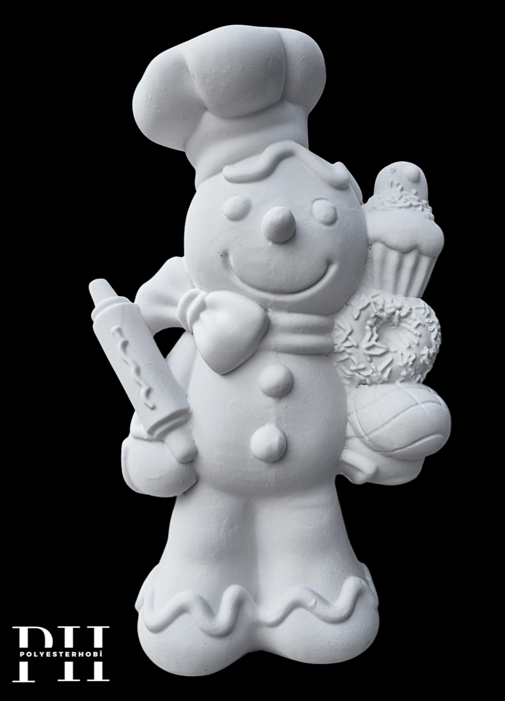 OB 2709 - Dev Aşçı Kurabiye Adam Heykel Ham Polyester Obje (50 x 30 cm)