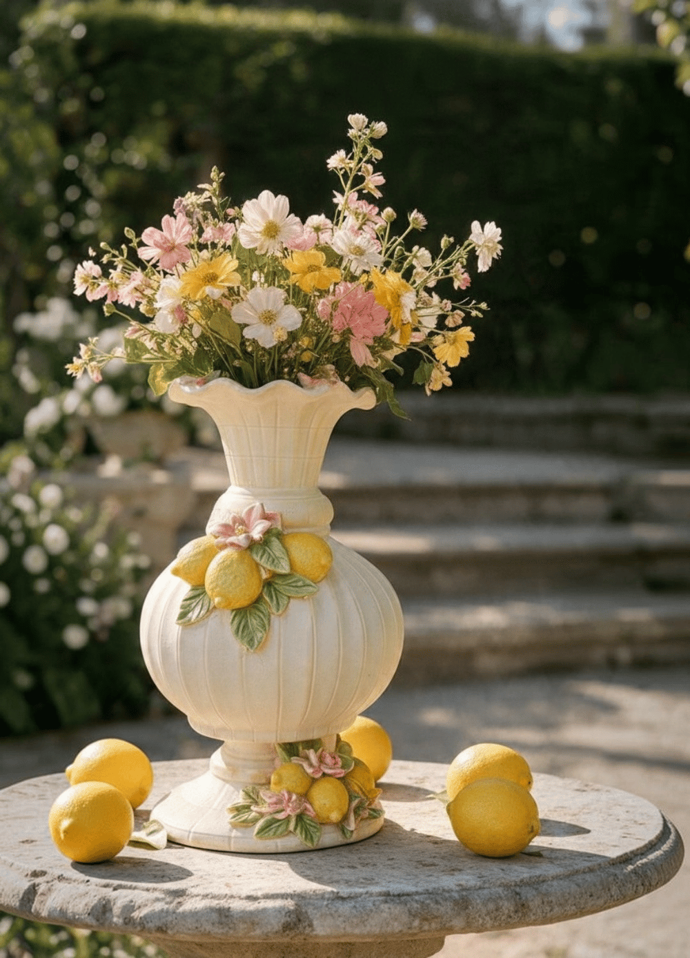 OB 2720 - Limon Detaylı Vazo Ham Polyester Obje (40 x 30 cm)