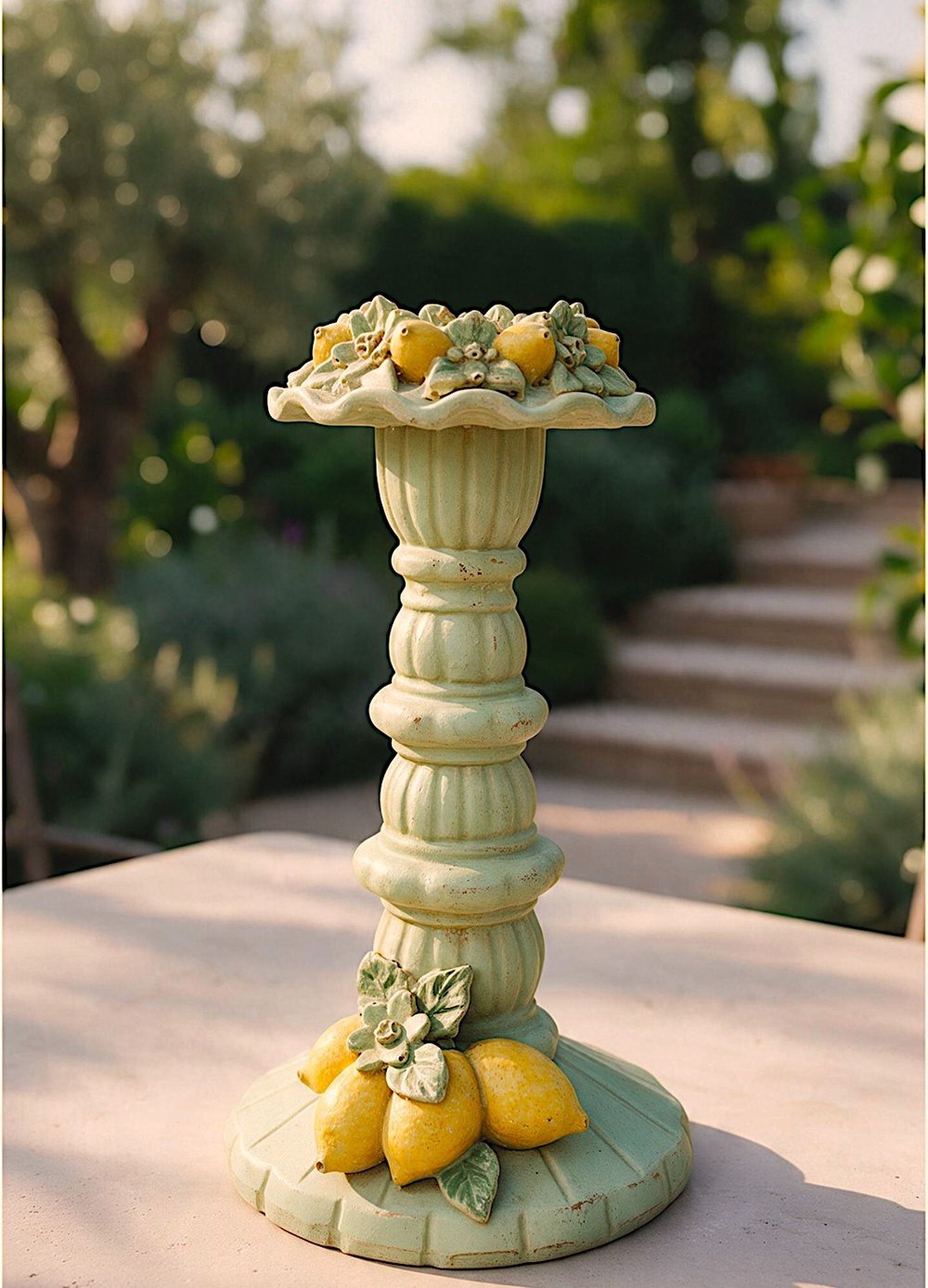 OB 2723 - Limon Detaylı Şamdan Ham Polyester Obje (22 x 11 cm)