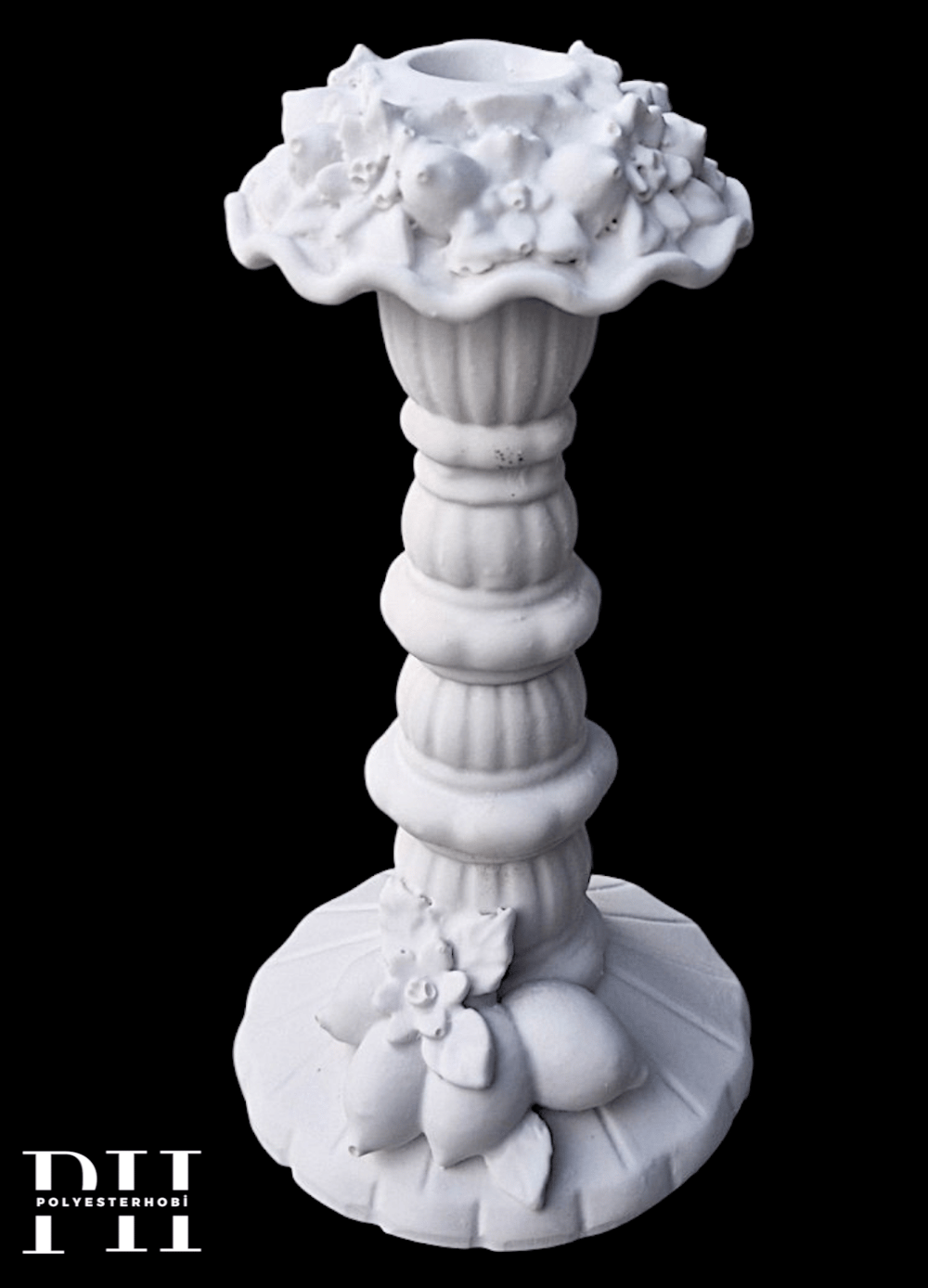 OB 2723 - Limon Detaylı Şamdan Ham Polyester Obje (22 x 11 cm)