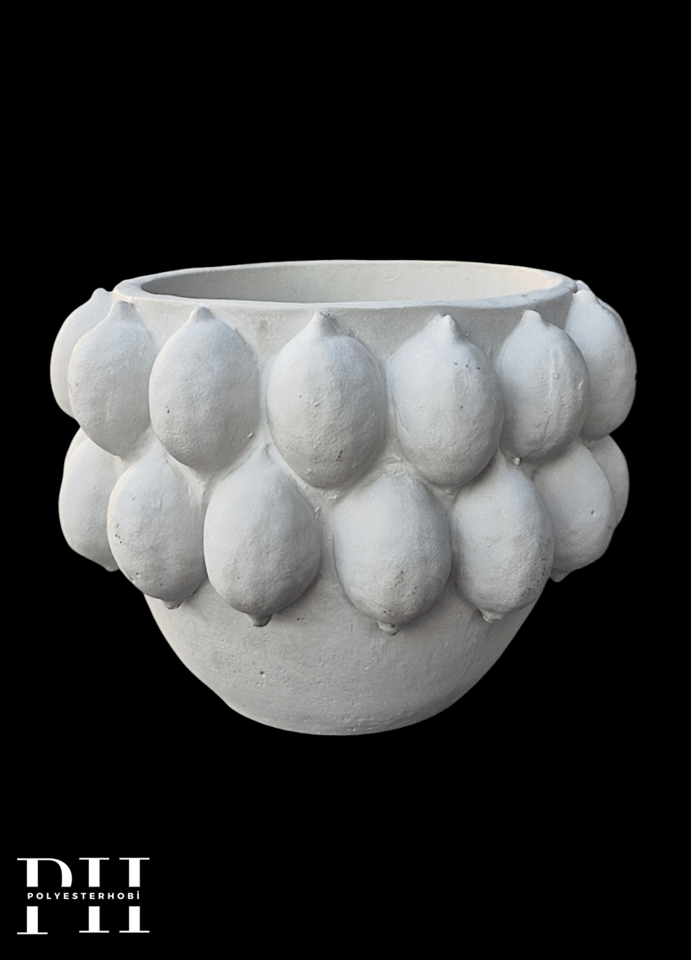 OB 2724- Limon Detaylı Kase Sunumluk ,Vazo Ham Polyester Obje (18 x 18 x 13 cm)