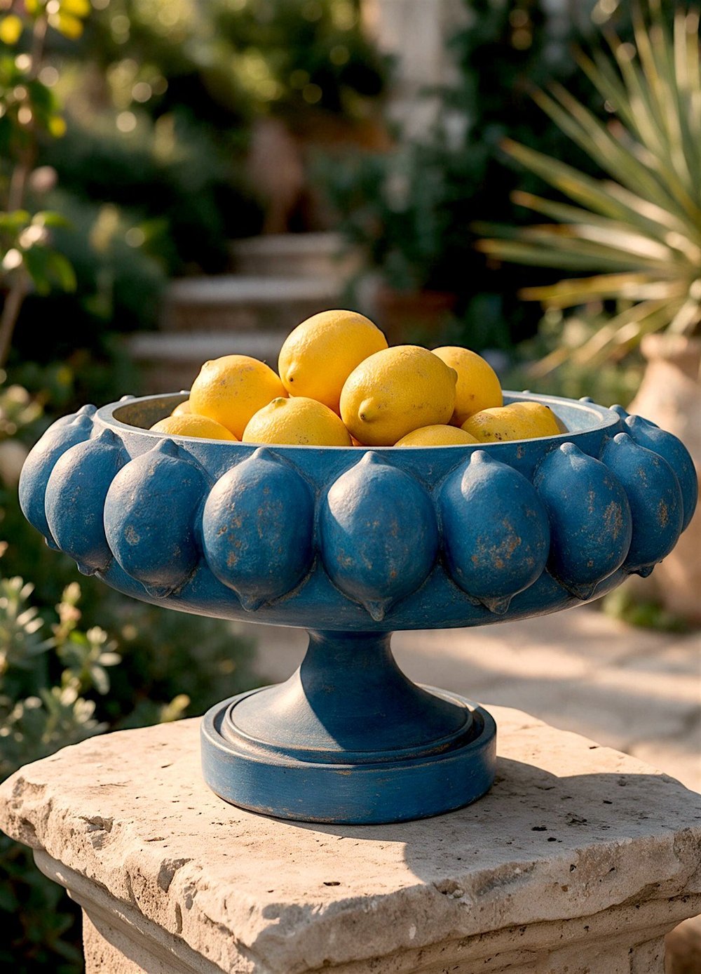 OB 2725- Limon Detaylı Ayaklı Sunumluk Ham Polyester Obje (21 x 21 x 12 cm)