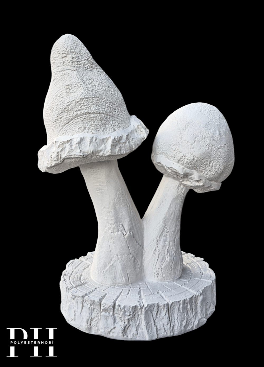 OB 2726 - Mantar 2 Şapkalı Obje Ham Polyester Ev Ve Bahçe Dekor (22 x 15 x 10 cm)