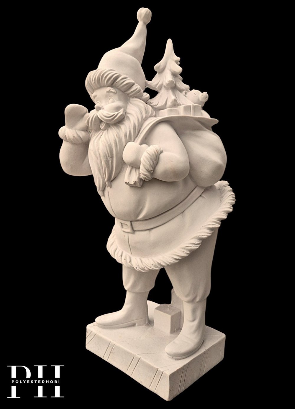 OB 2728 - Noel Baba Hediye Çuvallı Biblo Heykel Ham Polyester Yılbaşı Obje