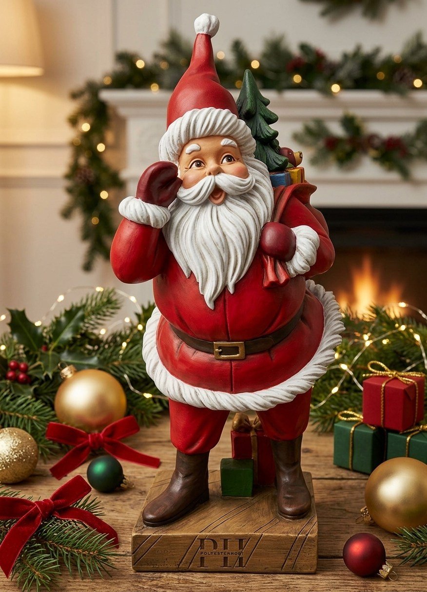 OB 2728 - Noel Baba Hediye Çuvallı Biblo Heykel Ham Polyester Yılbaşı Obje