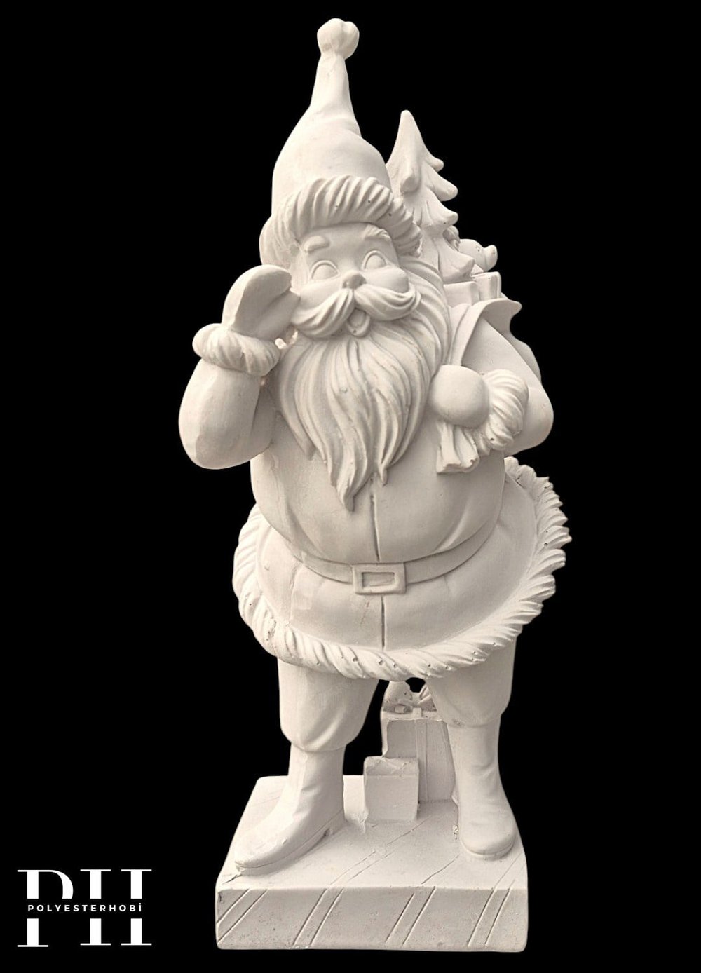 OB 2728 - Noel Baba Hediye Çuvallı Biblo Heykel Ham Polyester Yılbaşı Obje