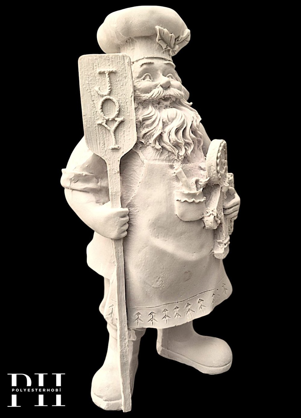 OB 2739 - Joy Aşçı Noel Baba Biblo Heykel Ham Polyester Yılbaşı Dekoratif Obje
