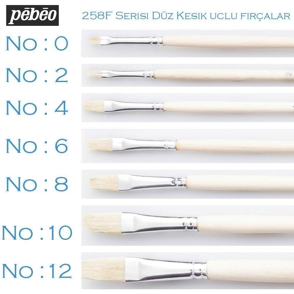 Pebeo 258F Seri Düz Kesik Uçlu Yağlıboya Fırça No 20