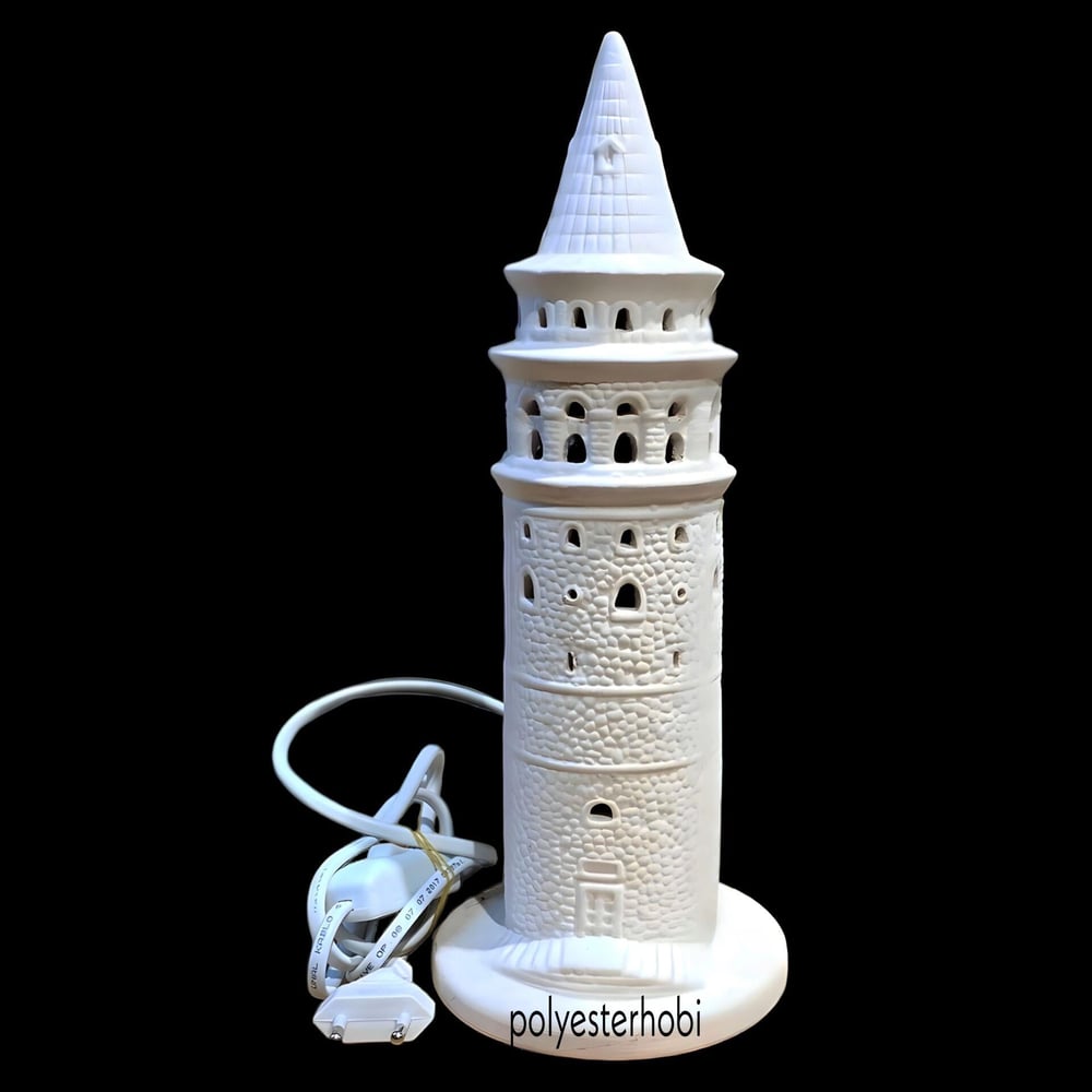 SD 13 - Galata Kulesi Abajur Orta Boy Ham Seramik