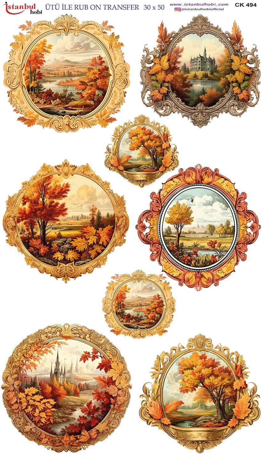 Ütü İle Baskı Transfer Kumaş Ve Ahşap Rubon 30 x 50 cm Manzaralar CK 493