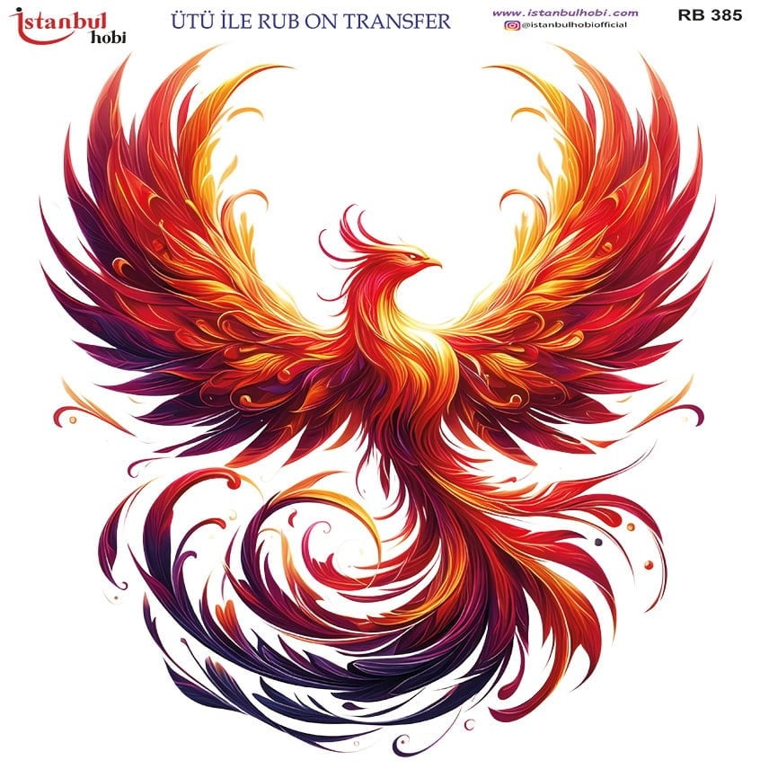 Ütü İle Baskı Transfer Kumaş Ve Ahşap Rubon 30 x 30 cm Anka Kuşu RB 385