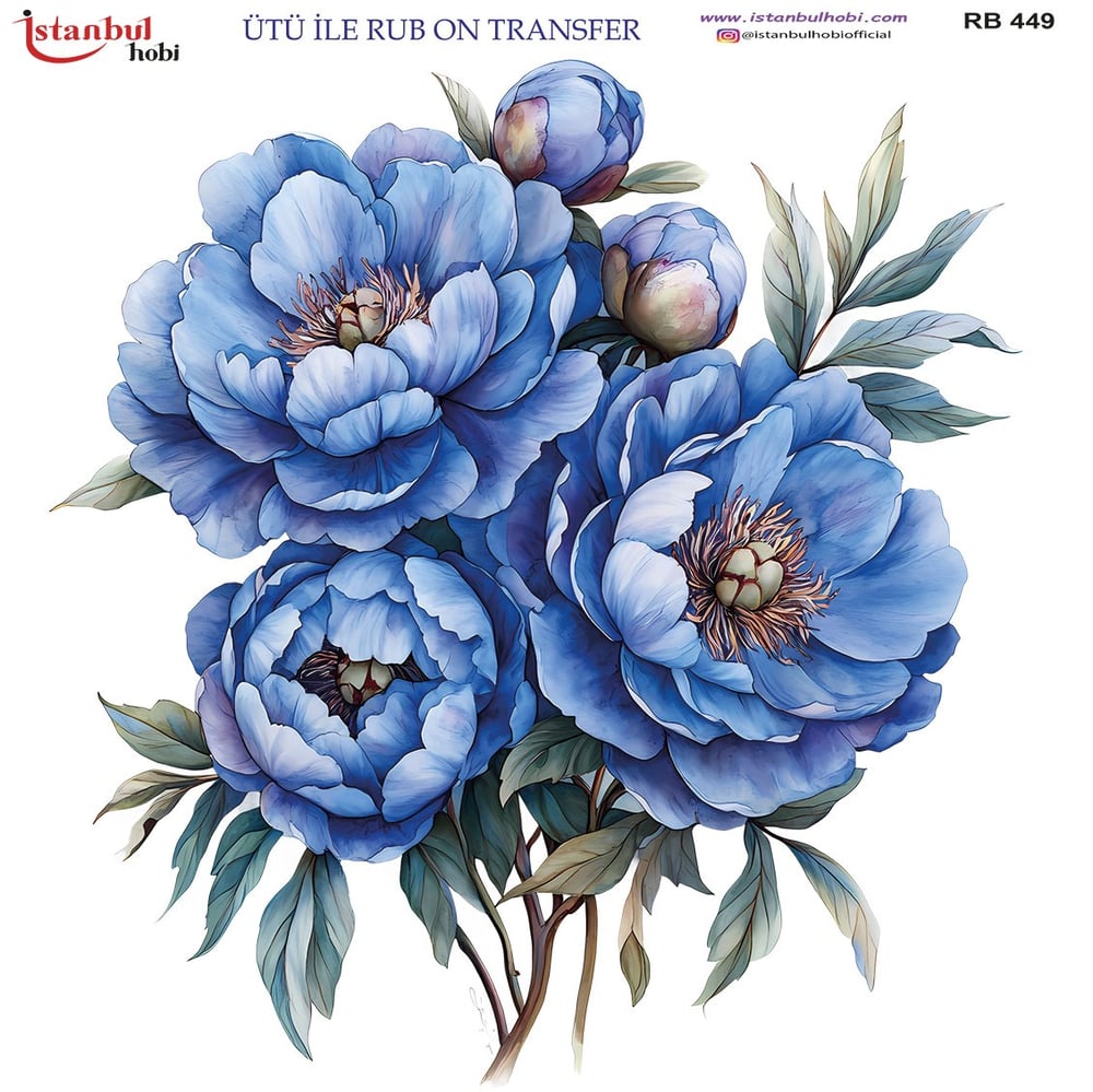 Ütü İle Baskı Transfer Kumaş Ve Ahşap Rubon 30 x 30 cm Çiçekler RB 449