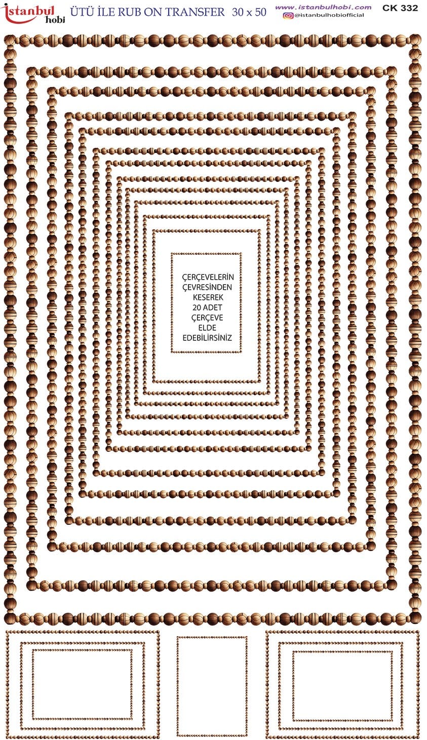 Ütü İle Baskı Transfer Kumaş Ve Ahşap Rubon 30 x 50 cm Çerçeveler CK 332