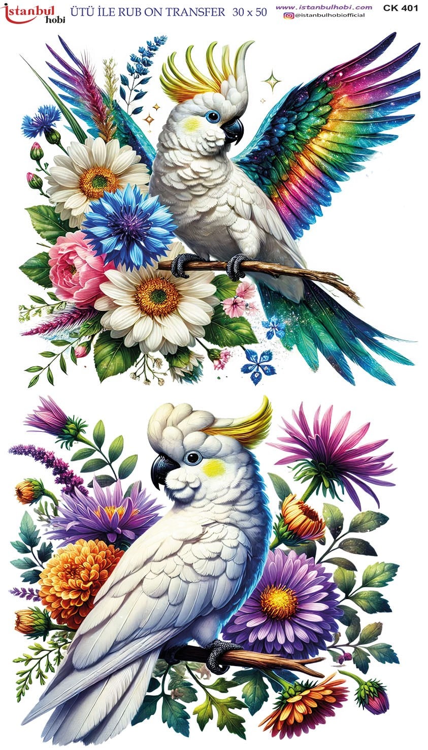 Ütü İle Baskı Transfer Kumaş Ve Ahşap Rubon 30 x 50 cm Papağan CK 401