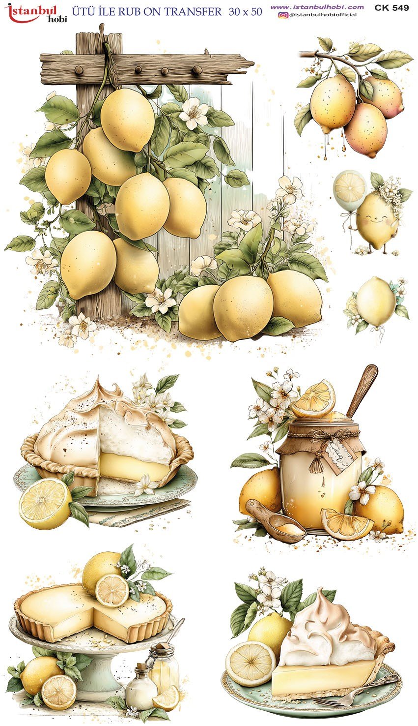 Ütü İle Baskı Transfer Kumaş Ve Ahşap Rubon 30 x 50 cm Limon CK 549