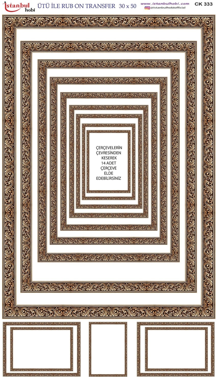 Ütü İle Baskı Transfer Kumaş Ve Ahşap Rubon 30 x 50 cm Çerçeveler CK 333