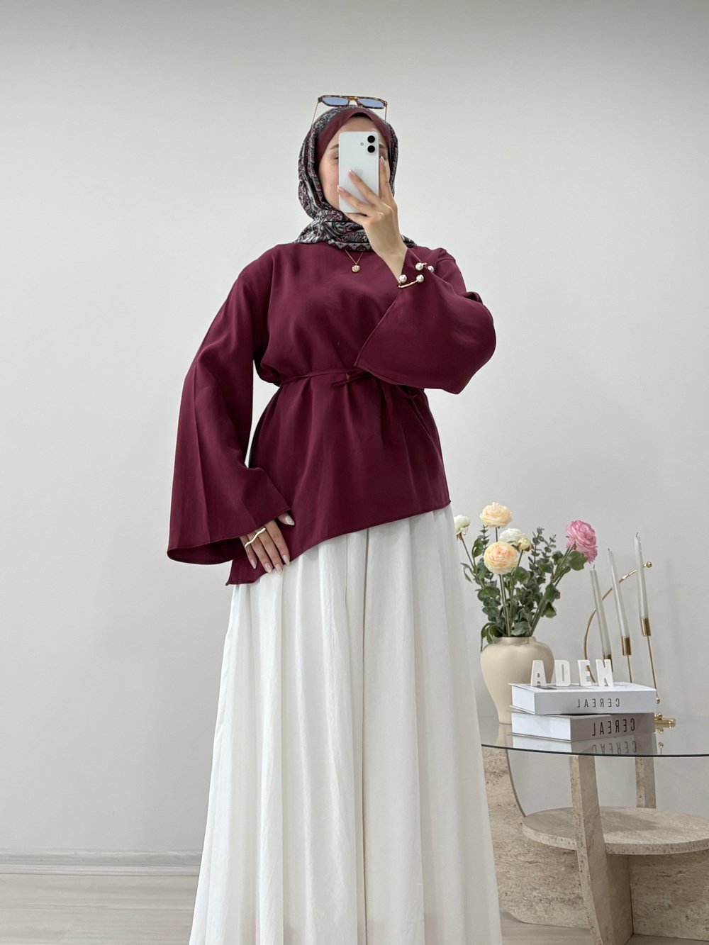 ASİMETRİK KESİM TUNİK BORDO
